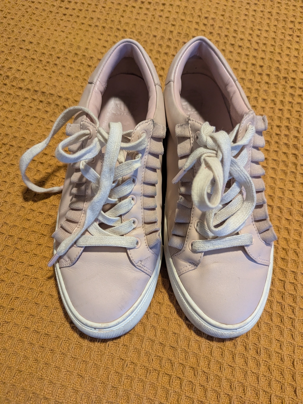 Tory Burch Pale Pink Leather Lace-Up Sneakers, 7.5